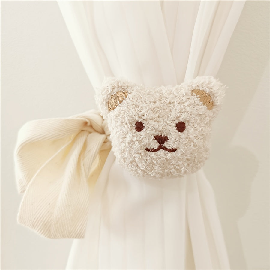 Bear-shaped tieback window curtain clip to hold curtains in place, perfect for kids' rooms and adding a fun touch to your home décor.