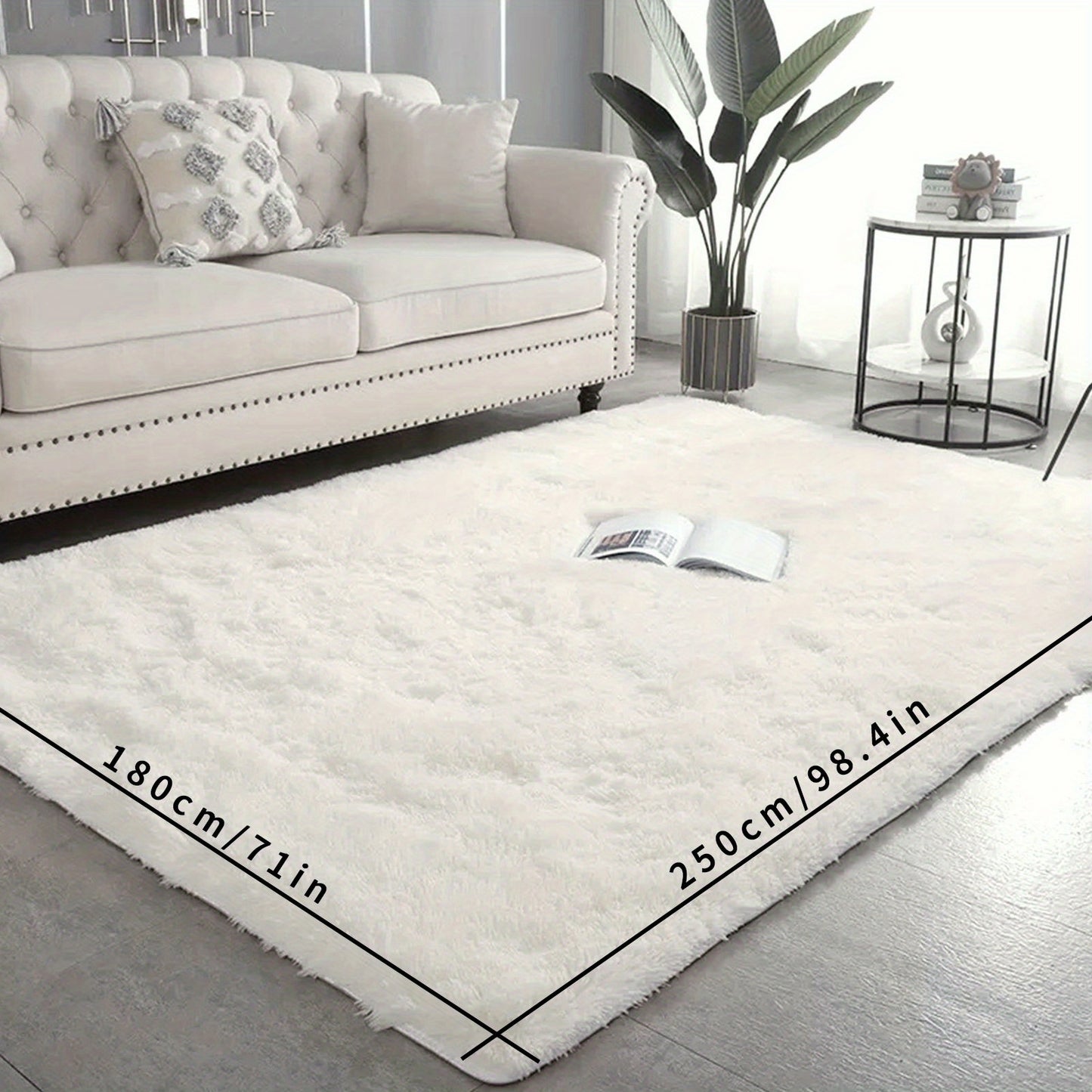 1 piece of an ultra-soft plush rug in white for a large area, featuring a non-slip design and fluffy shaggy texture. This waterproof shaggy throw rug is perfect for the living room, bedroom, nursery, game room, dormitory, or teenage room decoration. Add