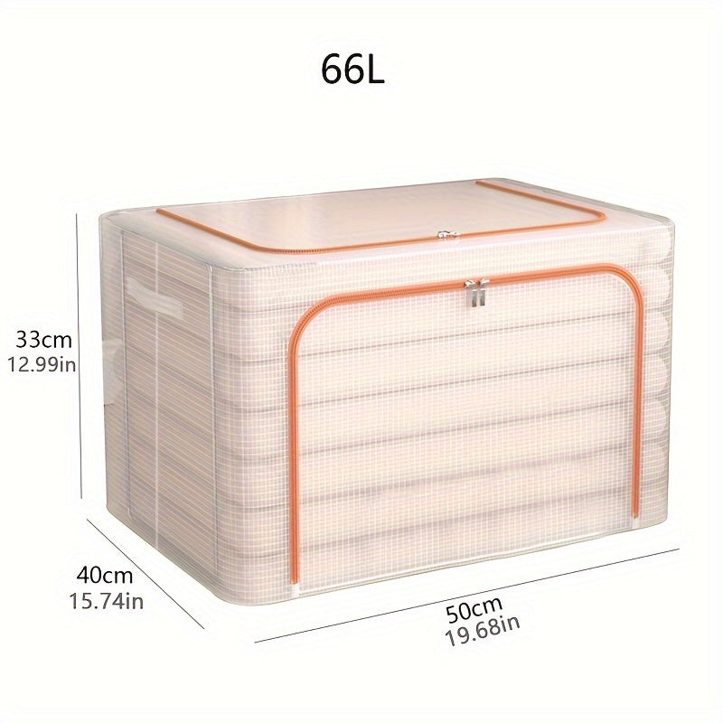 1 piece of Clothes Storage Box, featuring a Steel Frame with Large Capacity for organizing, Folding design for easy storage, suitable for Quilts and other household items. This Waterproof and Moisture-proof Wardrobe Storage Box is a must-have accessory