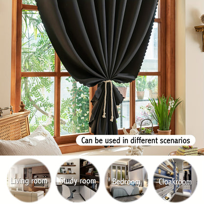 [Top Pick] Convenient Blackout Curtain Without Rod - Blocks UV Rays, Simple to Install, Ideal for Bedroom, Living Room & Kitchen Decor, Easy to Wash, Adhesive, Window Drapes