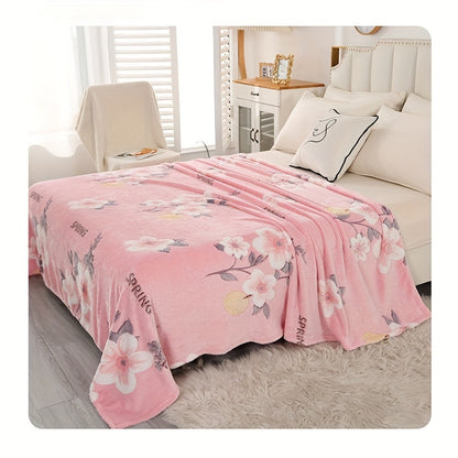 [Best-Seller] Lovely Pink Floral Print Cozy Fleece Blanket - Plush Throw for AC, Bed, Nap, Office, Camp, Journey, Home Décor - Versatile Shawl, Cushion Cover, Couch Throw, Perfect Gift, Bed Throw, Classic Design, Anime Inspired