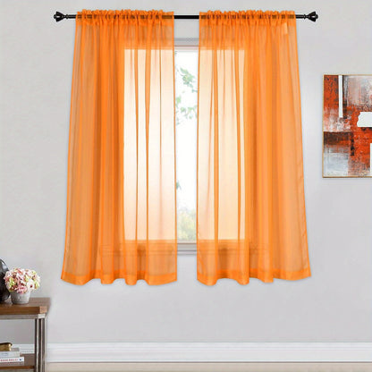 Two panels of sheer curtains with a basic rod pocket design, perfect for adding a touch of elegance to your bedroom, office, living room, yard, kitchen, or any other space in your home.