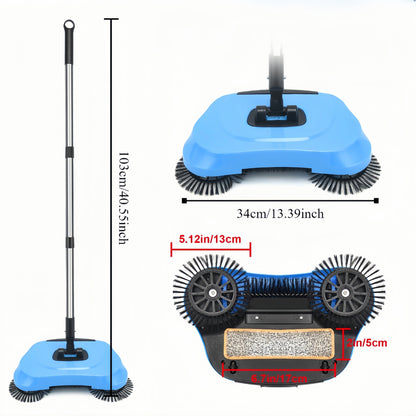 1 piece of a 3-in-1 Manual Broom Dustpan Mop Combo designed for hard floors that efficiently sweeps up pet hair and spills. This non-electric push sweeper comes with an extra cleaning cloth and is perfect for use in living rooms, bedrooms, bathrooms