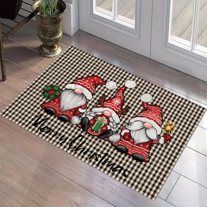 1 piece of Christmas-themed Santa Claus Crystal Velvet Floor Mat perfect for use in the living room, bedroom, kitchen, courtyard, or as an outdoor door mat. Weighing 180-300g.