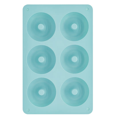 1 piece of a 6-Cavity Silicone Donut Mold for Baking, designed to withstand high temperatures. Ideal for creating large donut cakes, puddings, jellies, and chocolates. Can also be used as a DIY handmade soap, wax, or resin mold. A versatile kitchen tool