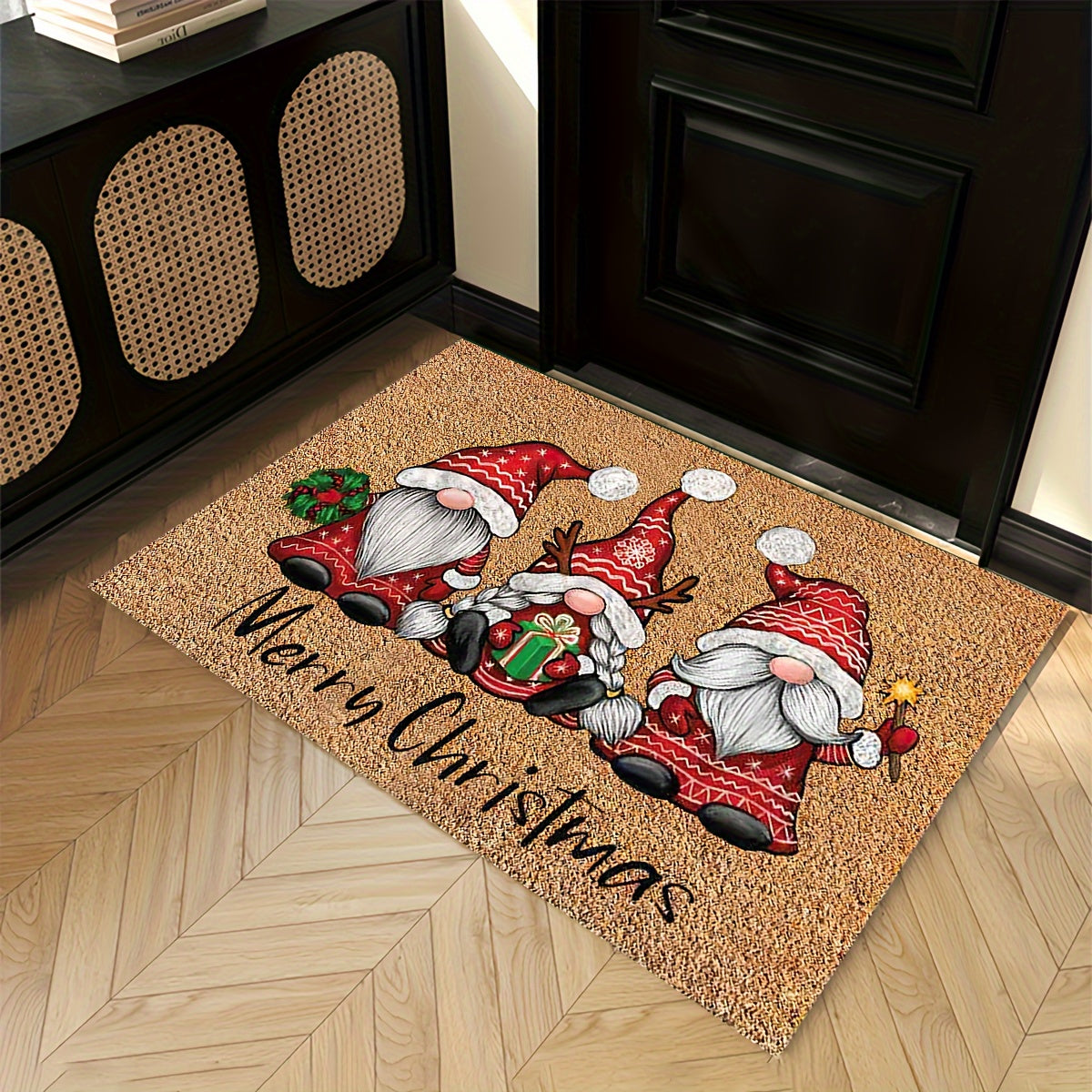 1 piece of Christmas-themed Santa Claus Crystal Velvet Floor Mat perfect for use in the living room, bedroom, kitchen, courtyard, or as an outdoor door mat. Weighing 180-300g.