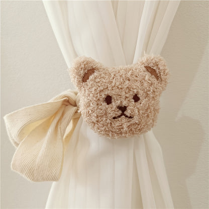 Bear-shaped tieback window curtain clip to hold curtains in place, perfect for kids' rooms and adding a fun touch to your home décor.