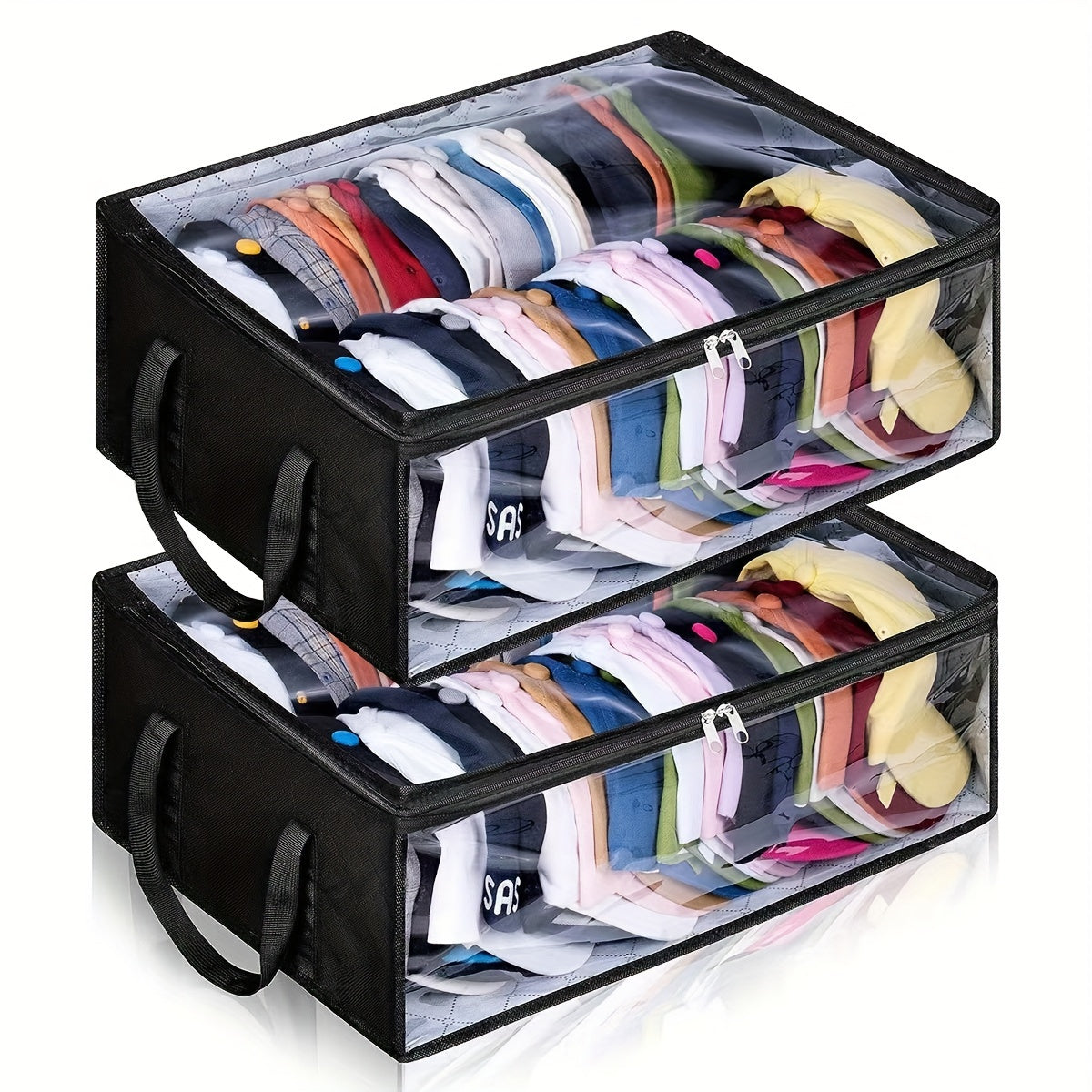 1 or 2 pieces of Hat Storage Dust Bags, Foldable Storage Bags for Hats and Clothes, Hanger Visible Storage Box with Transparent Plastic Lid and Windows, Organizer to Preserve Hat Shape and Keep it Clean.