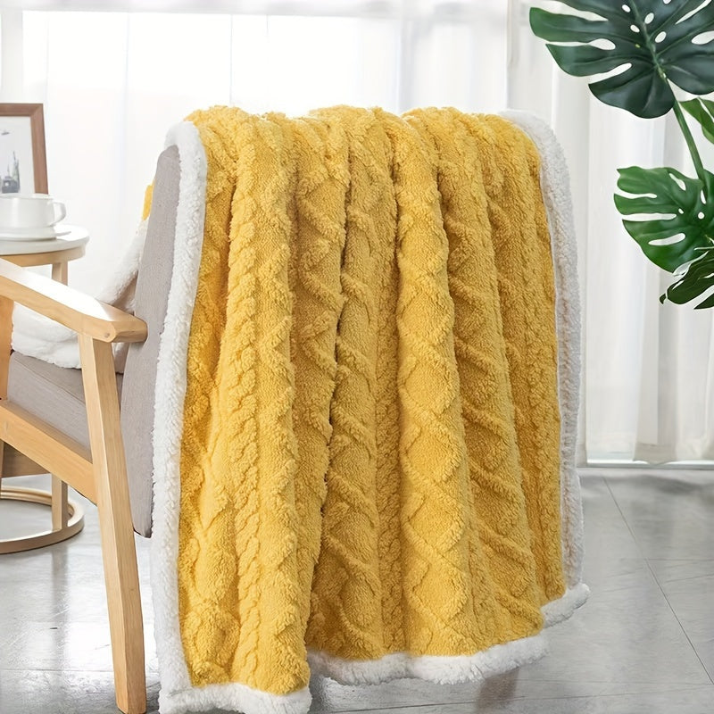 Yellow Ultra-Soft Taffeta Fleece Throw Blanket - Provides Cozy, Thick Warmth for All Seasons - Ideal for Couch, Bed, Office, and Travel