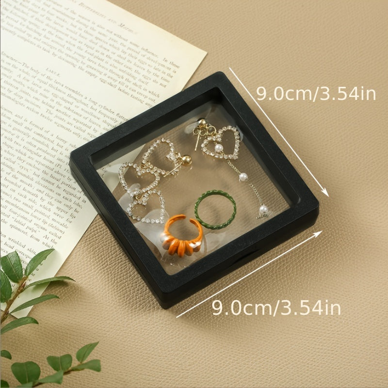 [Best Seller] One piece of transparent PE film jewelry box designed for showcasing necklaces, earrings, rings, and other jewelry on counters. The box measures 9cm * 9cm and is sealed to prevent moisture, ensuring that your jewelry remains free from