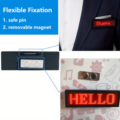 [Top Pick] Rechargeable Wireless LED Badge - 48x12 Pixel Matrix Display, App-Controlled Scrolling Text & Logos, Simple Customization for Events, Restaurants, Nightclubs - Clip & Magnet Included, Multi-Language Support, Suitable for Exhibitions, Hotels