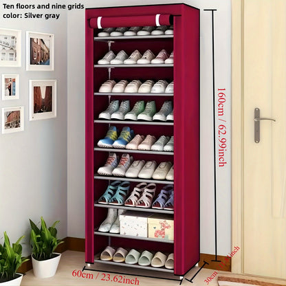 1 Multi-layer Shoe Rack with a Dustproof Curtain, Easy-to-Assemble Shoe Cabinet with Multiple Layers, Space-Saving Shoe Rack with Dustproof Design, Home Storage Organizer for Entryway, Hallway, Bedroom, Living Room, or Dormitory.