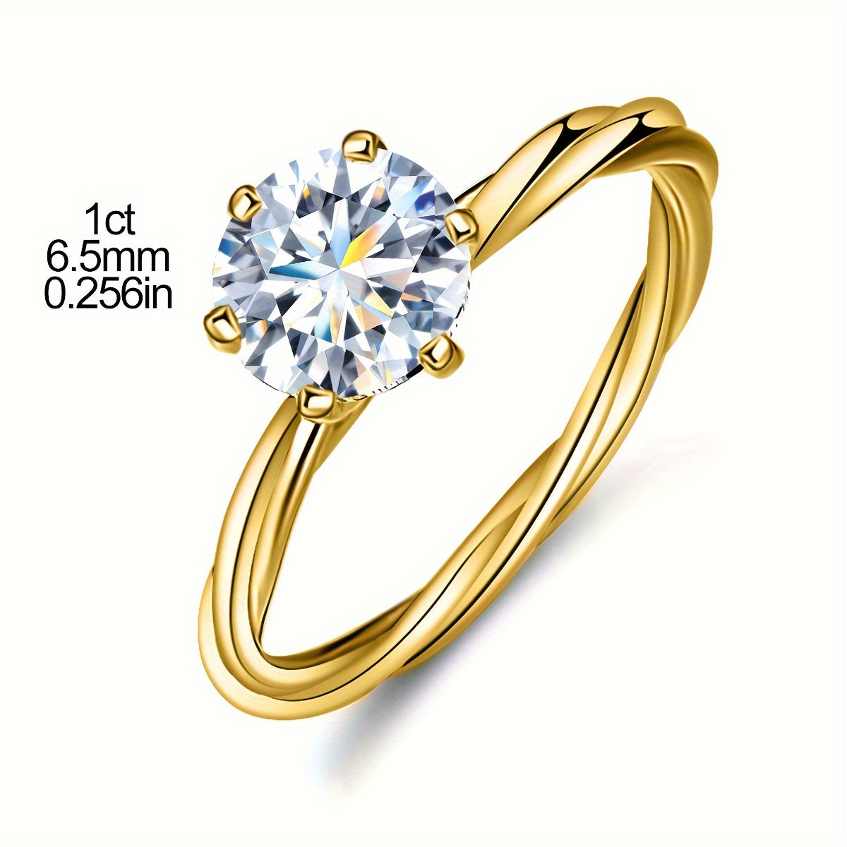 1 karat moissanite uchqunli nikoh uzugi Ayollar uchun oltin aksentli som kumush rangdagi nikoh tasmasi, va'da va abadiy sevgi ramzi. Yubileylar, Sevishganlar kuni yoki hayotingizdagi maxsus xonim uchun hashamatli sovg'a sifatida juda mos keladi.