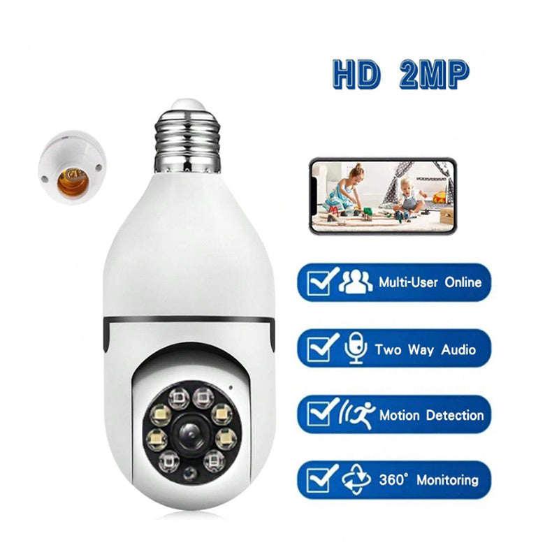 YIIOT Smart Light Bulb Security Camera offers a 360° Panoramic View and is compatible with E27 Connector. With WiFi connectivity, Motion Detection, Two-Way Audio, Indoor CCTV Surveillance, and Smartphone compatibility, it provides enhanced security