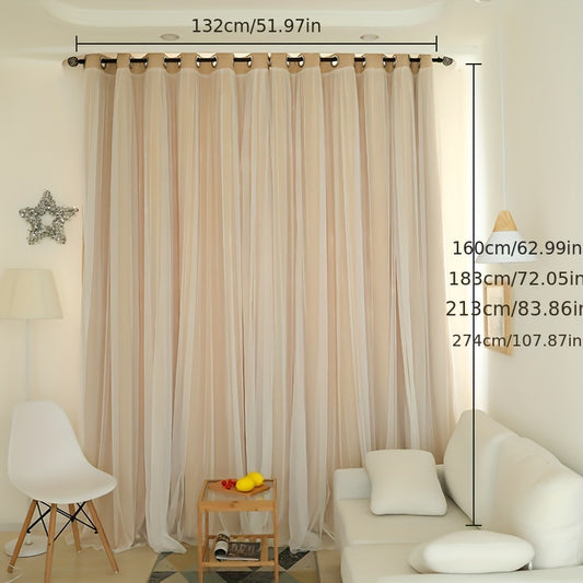 One Panel of Modern Beige Sheer Blackout Thermal Curtains with Grommet Top for Bedroom, Living Room, or Kids Room - Hand Washable Plain Weave Insulated Drapes with a Pastoral Theme - Made of Unlined Polyester