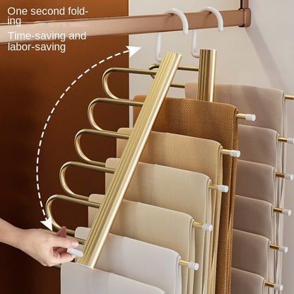 1 or 2 pieces of a 6-layer stainless steel clothes rack that can be folded for storage. Perfect for organizing pants, ties, scarves, belts, bras, dresses, and other clothes in the bedroom, balcony, dorm, or back to college. A must-have essential for any