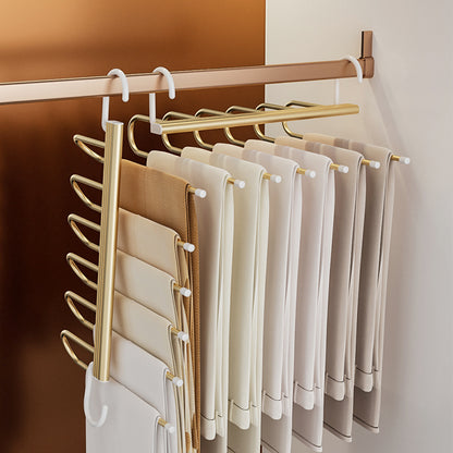 1 or 2 pieces of a 6-layer stainless steel clothes rack that can be folded for storage. Perfect for organizing pants, ties, scarves, belts, bras, dresses, and other clothes in the bedroom, balcony, dorm, or back to college. A must-have essential for any