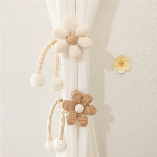 1 piece of Ins Style Adorable Three-Dimensional Flower Pearl Buckle Curtain Tie-back for Mosquito Net, Ribbon Lash Rope Decoration