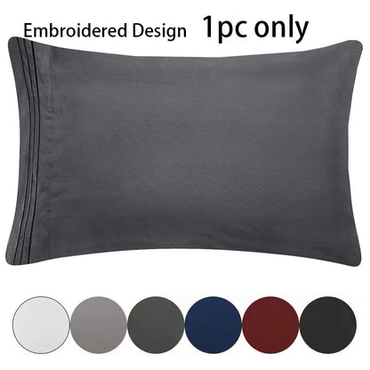 1 piece of Fashion Embroidered Brushed Polyester Pillowcases with Super Soft and Cozy Solid Color Pillow Cover. Features wrinkle, fade, and stain resistant properties with an envelope closure for easy use. Perfect for bed pillow cases.