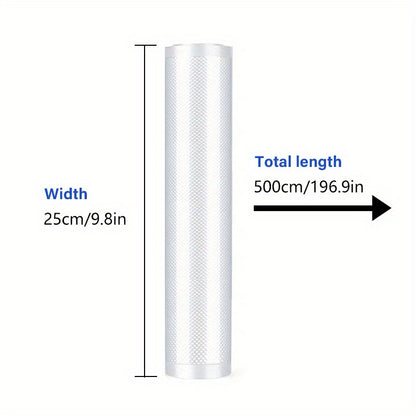 1 pack containing 2 rolls of vacuum sealer bags. These textured bags provide airtight sealing for food items, making them suitable for storing a variety of items such as grains, meat, fruit, and vegetables. These household thickening pumping compression