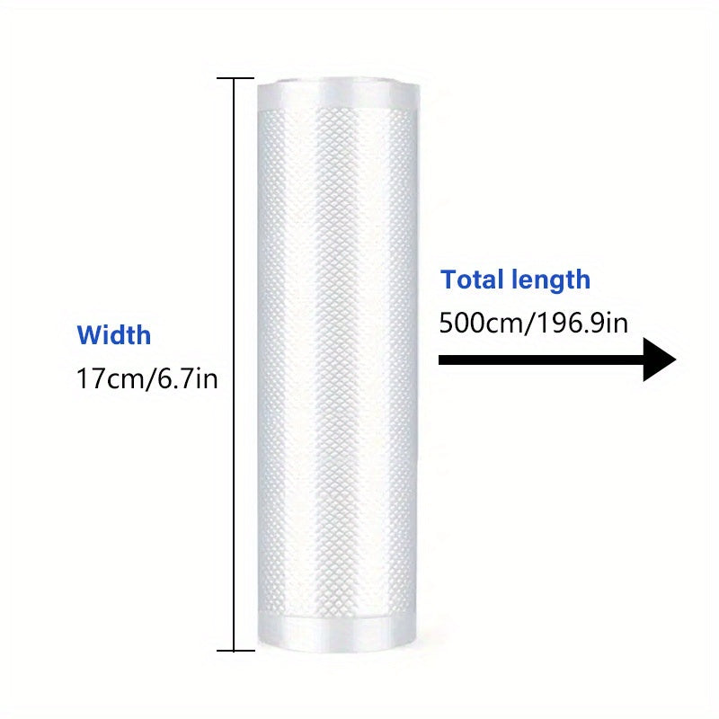 1 pack containing 2 rolls of vacuum sealer bags. These textured bags provide airtight sealing for food items, making them suitable for storing a variety of items such as grains, meat, fruit, and vegetables. These household thickening pumping compression