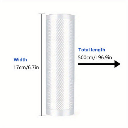 1 pack containing 2 rolls of vacuum sealer bags. These textured bags provide airtight sealing for food items, making them suitable for storing a variety of items such as grains, meat, fruit, and vegetables. These household thickening pumping compression