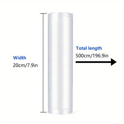 1 Disposable Textured Vacuum Bag Roll, Transparent Food Vacuum Bag for Household Food Preservation and Cooked Food Packaging, Sub-Vacuum Compression Produce Bag for Kitchen Supplies