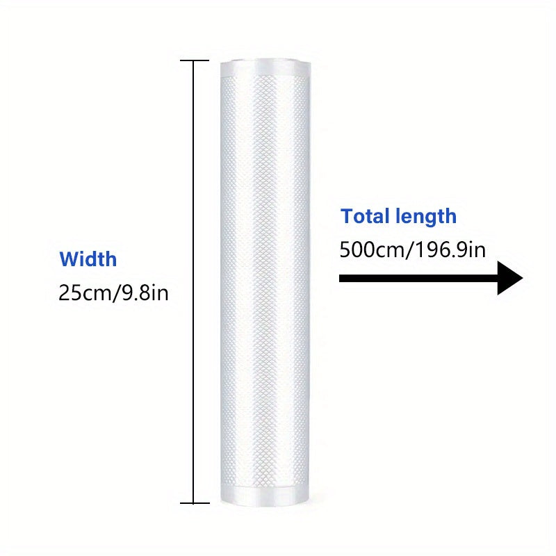 1 Disposable Textured Vacuum Bag Roll, Transparent Food Vacuum Bag for Household Food Preservation and Cooked Food Packaging, Sub-Vacuum Compression Produce Bag for Kitchen Supplies