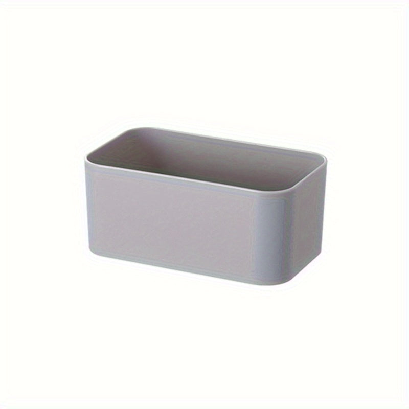 1 piece of a simple storage box that can be wall-mounted. It is punch-free and adhesive, leaving no trace behind. This organizer is perfect for storing bathroom toiletries, as well as holding remote controls and other sundries in the living room.