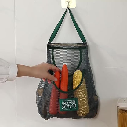 1 Kitchen Storage Bag for household use, perfect for storing vegetables and fruits. Can also be mounted on the wall for storing ginger and garlic.