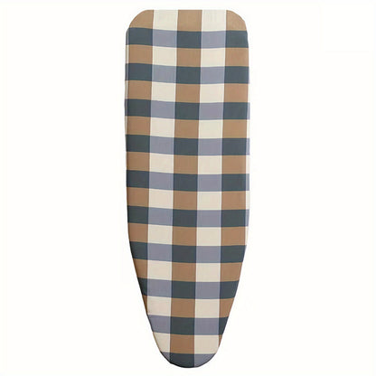 1 piece of an extra thick, scorch-resistant ironing board cover made of durable plastic material. It has heat-proof iron slides and is suitable for non-electric, standard 120x38cm ironing boards. The cover is washable, reusable, and long-lasting.