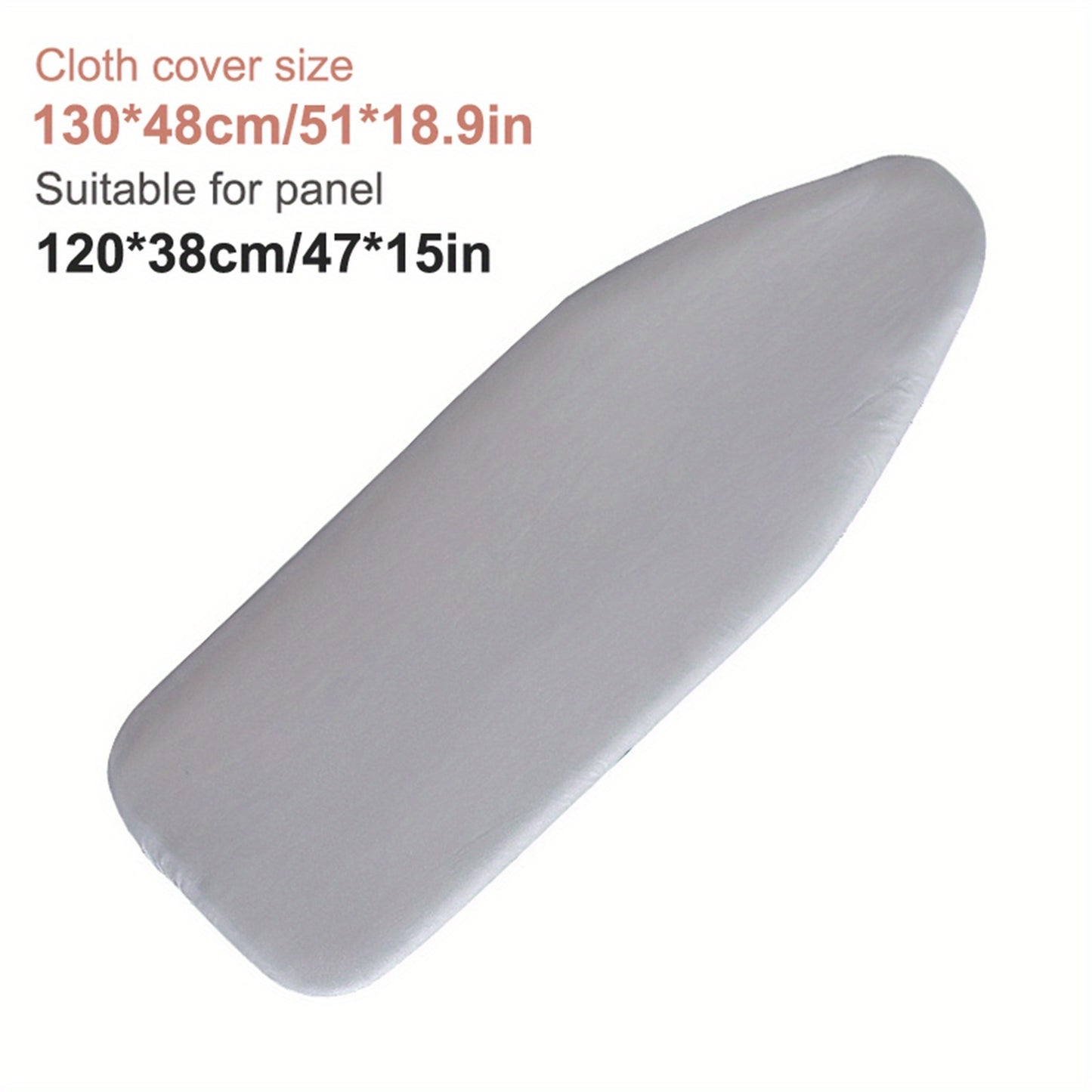 1 piece of an extra thick, scorch-resistant ironing board cover made of durable plastic material. It has heat-proof iron slides and is suitable for non-electric, standard 120x38cm ironing boards. The cover is washable, reusable, and long-lasting.