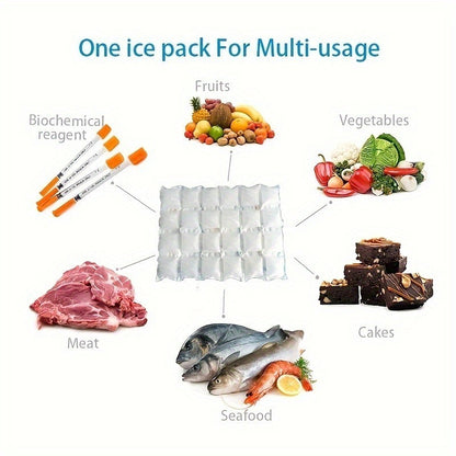 1 piece of 12/24 cube ice pack, designed to hydrate dry ice and with technical ice 3 layers for reusability. Ideal for seafood cold storage and transport, as well as organizing kitchen accessories.