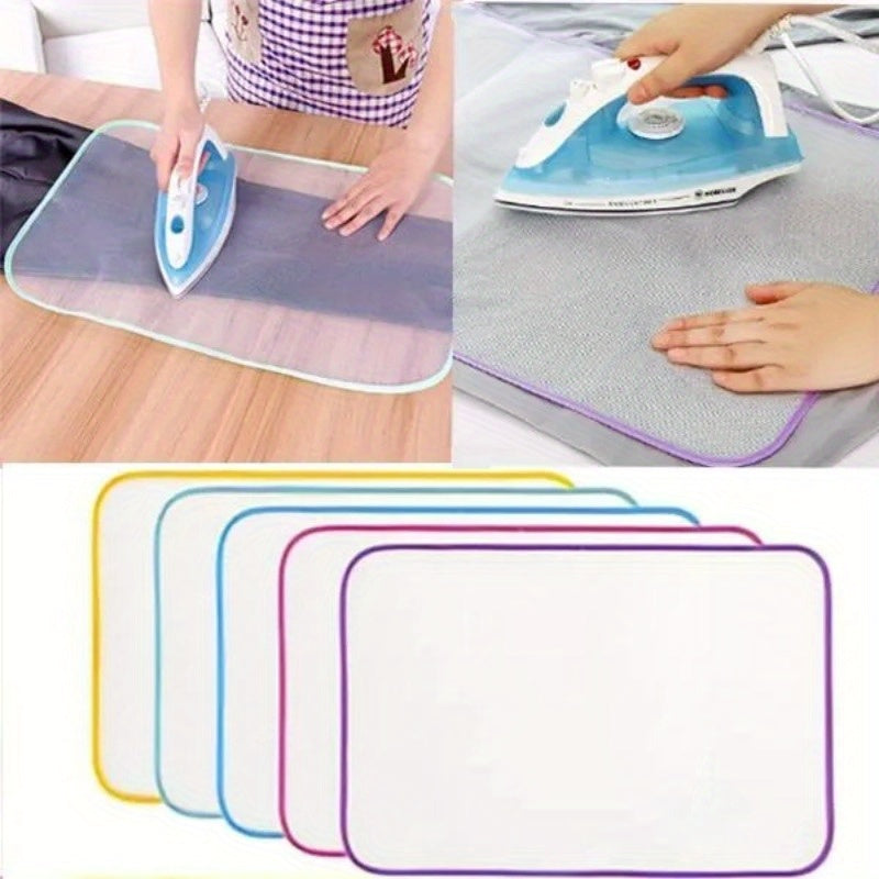 1 or 2 pieces of Mesh Ironing Board Cover that is resistant to high temperatures, designed to protect garments from heat during ironing. This household essential includes a mesh cloth, ironing pad, and heat insulation garment pad in a random color. A