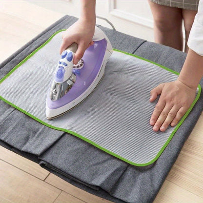 1 or 2 pieces of Mesh Ironing Board Cover that is resistant to high temperatures, designed to protect garments from heat during ironing. This household essential includes a mesh cloth, ironing pad, and heat insulation garment pad in a random color. A