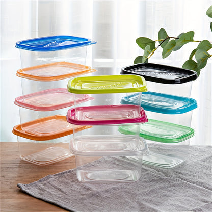 "Set of 10 Clear Rectangular Food Storage Containers with Lids - Stackable and Washable for Decluttering Your Kitchen - Safe for Microwave, Fridge, and Freezer - Ideal for Storing Grains, Meat, Fresh Produce