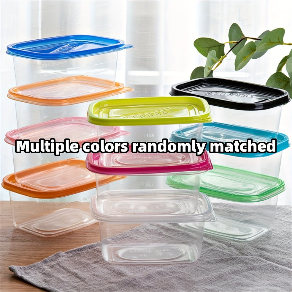 "Set of 10 Clear Rectangular Food Storage Containers with Lids - Stackable and Washable for Decluttering Your Kitchen - Safe for Microwave, Fridge, and Freezer - Ideal for Storing Grains, Meat, Fresh Produce