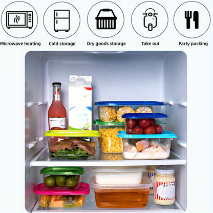 "Set of 10 Clear Rectangular Food Storage Containers with Lids - Stackable and Washable for Decluttering Your Kitchen - Safe for Microwave, Fridge, and Freezer - Ideal for Storing Grains, Meat, Fresh Produce