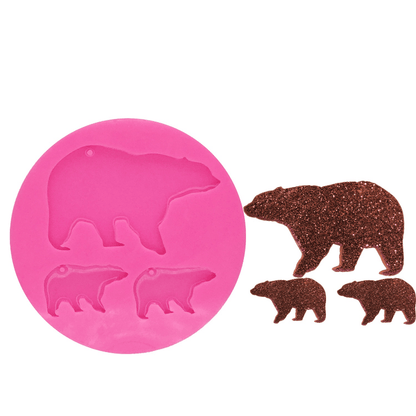 1 PC Silicone Mold featuring Mother and Cub Bear Design - Perfect for Making Keychains, Candy, Biscuits, and DIY Crafts, Non-Toxic and Food Grade