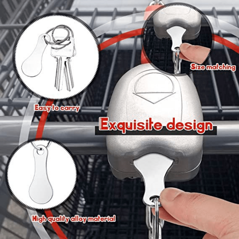 [Bestseller] Convenient Stainless Steel Shopping Cart Token Key Ring - Durable Design with Secure Clip for Effortless Supermarket Entry, No Batteries Needed