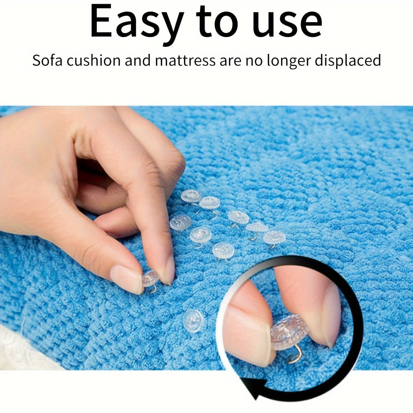 - Set of 50 Invisible Sofa Cushion Fixers: Keep Your Bed Sheets and Home Textiles in Place with Anti-Slip Twist Nails
- Secure Hold for a Neat and Tidy Look
- Easy to Use and Conceal from Sight