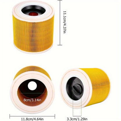 A 2204, 2254, 2101, 2201, WD2, WD3, MV2, MV3, WD2.200, WD3.500 P, WD 3.200 nam va quruq changyutgichlarga mos keladigan Karcher almashtirish filtrining 1 toʻplami