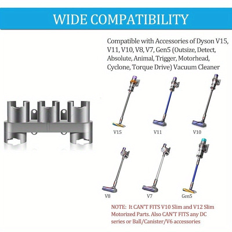 - Настенный держатель для пылесоса в сером цвете для экономии места
 - Совместимо с моделями V7 и V15
 - Прочная удлинительная база для аксессуаров по уходу за полом