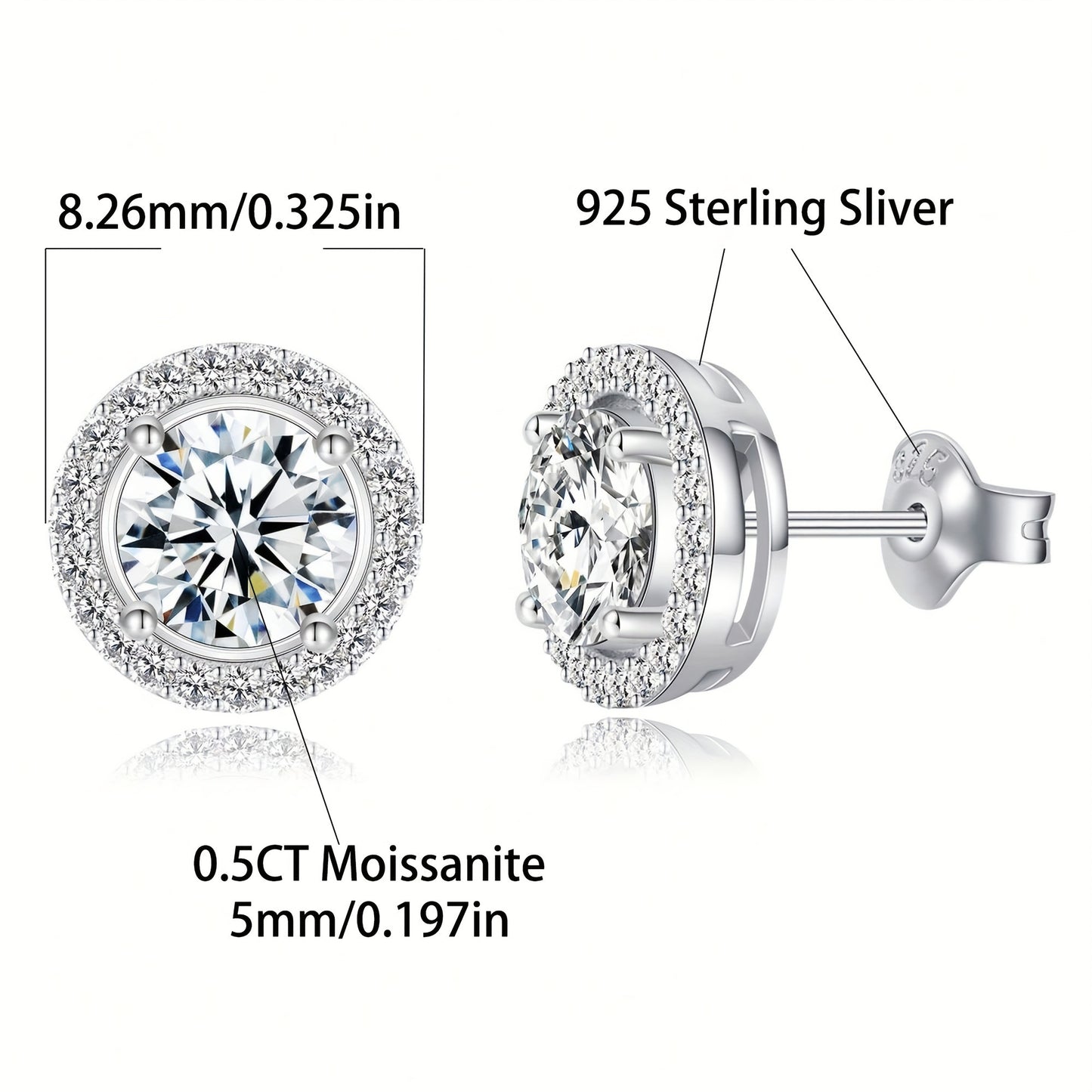 1 juft moissanit nayzali sirg'a 0,5CT, 925 sterling kumushda, 18K oltin qoplamali. Sintetik dekabr tug'ilgan toshlari bilan yoqimli va oddiy uslubga ega, kundalik kiyim uchun va Sevishganlar kuni sovg'asi sifatida juda mos keladi.