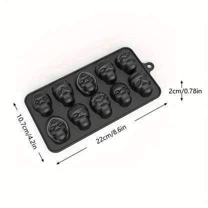 1 piece of Halloween Skull Ice Cube Tray, made of silicone to use as a mold for whiskey cocktails or to make chocolate candy, pudding, or jelly. This rectangular plastic manual kitchen accessory is perfect for party essentials.