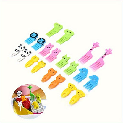 Set of 10 Whimsical Animal & Fruit Forks - Vibrant Reusable Cartoon Picks for Snacks, Cakes, and Desserts | Perfect for Christmas Gatherings and Kid-Friendly Meals, Fun Edible Decorations