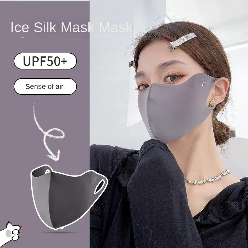 - "Elegant Sunscreen Mask for Women, UPF50+ UV Protection, Breathable & Windproof, Reusable Polyester Face Covering, Perfect for Outdoor Use, Made of Elastic Weave Fabric, Hand Wash Only