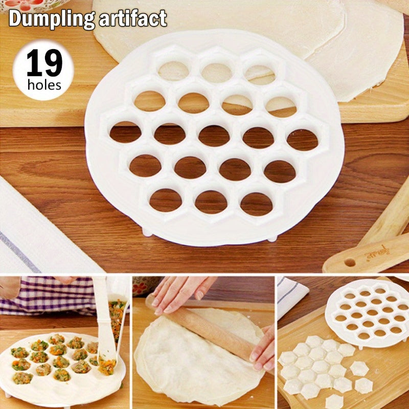 1 piece of 19-Hole Plastic Dough Press for Ravioli & Dumpling Making, Manual Kitchen Tool, Round Shape, Perfect for DIY Pasta at Home and in Restaurants