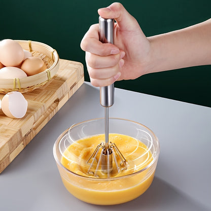 1 piece of a stainless steel hand mixer with 4-speed settings for manual, battery-free operation, making blending in baking and cooking effortless. Includes a durable whisk attachment for mixing eggs and more.