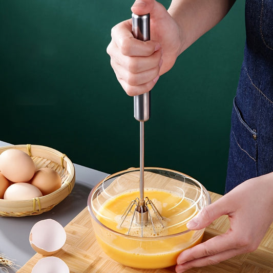 1 piece of a stainless steel hand mixer with 4-speed settings for manual, battery-free operation, making blending in baking and cooking effortless. Includes a durable whisk attachment for mixing eggs and more.